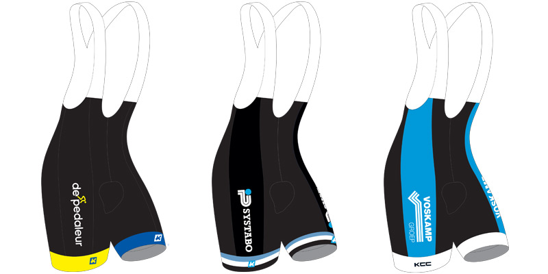 KCC Custom Teamkleding fietsbroek model PURE FULL voorbeelden