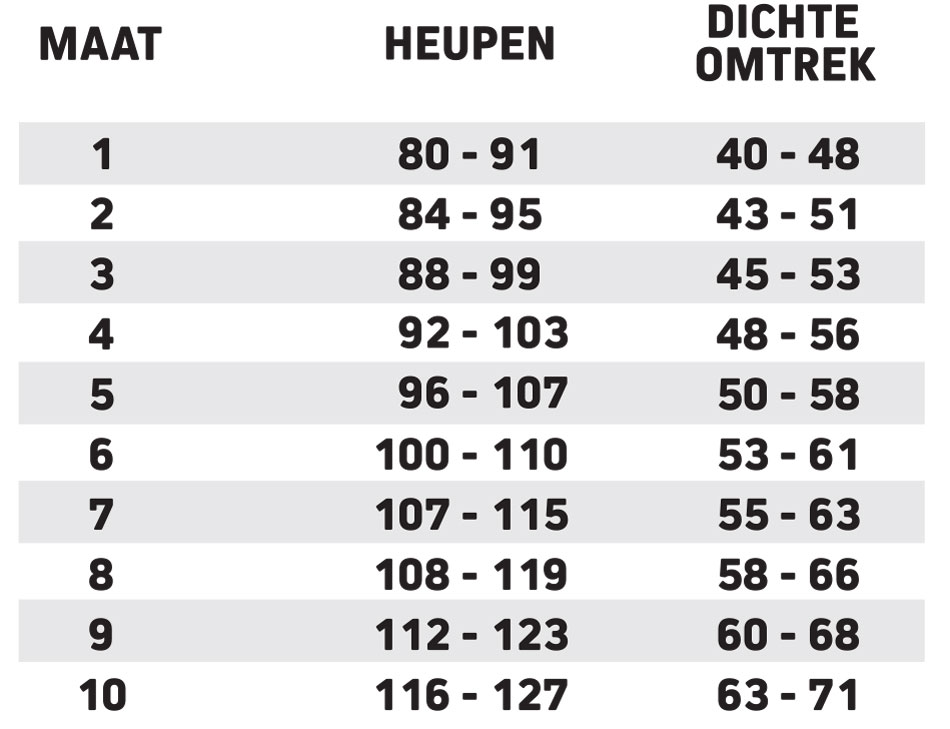 KCC Custom Teamkleding maten onderkleding heren